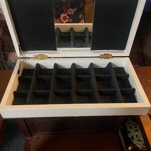 Ivory Jewelry Box with a Gold Design & Mirror